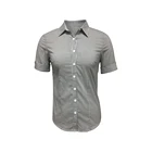 Fashion Collection Women Ladies Polyester Spandex Short Sleeve Cuff Sleeve Striped Black Color Office Shirt