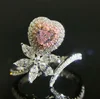 GIA New designed fashion sweet heart shape pink coloured diamond ring