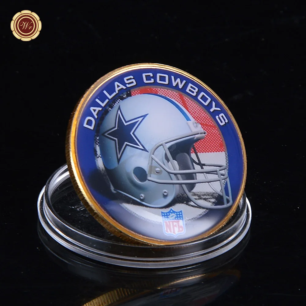 WR NFL Coin Dallas Cowboys 24k Gold Plated Coin Football Team Gift Commemorative Custom Gifts with Acrylic Box