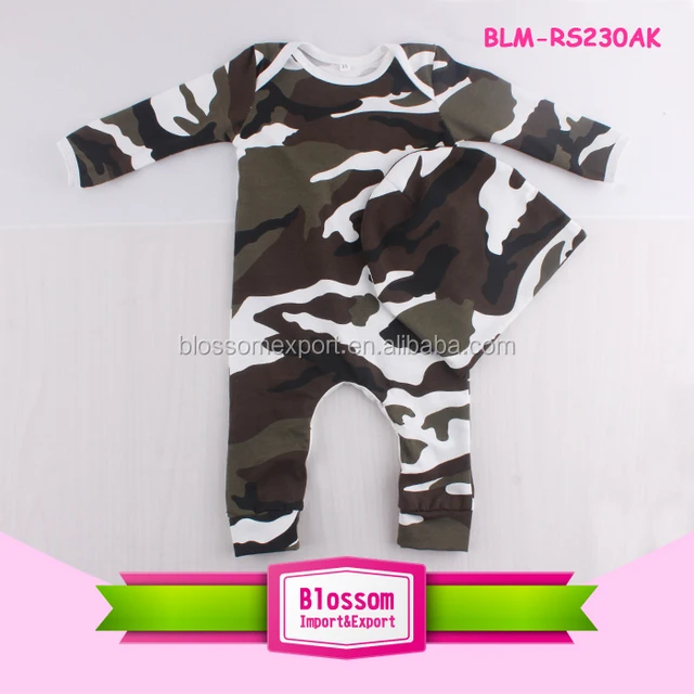 custom design baby long sleeve infant romper onesie baby camo