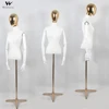 Top Quality white cotton wrapped Body Form Female Bust torso mannequin with brass head tripod base for tailors dressmaking