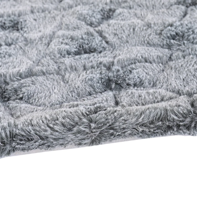 New luxury grey color pv fur minky brushed double plush throw blanket