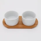 2018 good selling funny porcelain dishes with wooden tray for couple with customized design
