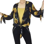 Designer Clothing lace neck Long Sleeve Casual Printed Chiffon Women Blouse shirt
