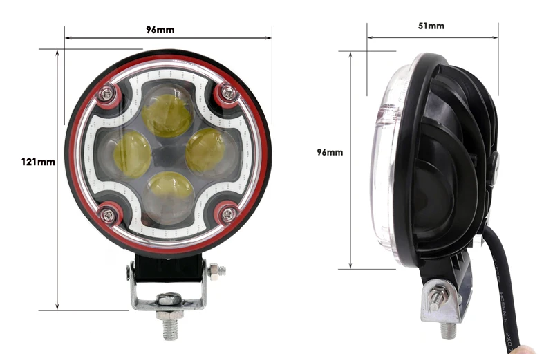 Motorcycle parts 4inch 12W IP67 led motorcycle work lights, 12 volt 4LED Epistar High Intensity LED chip motorcycle led lighting