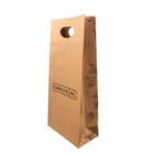 Recyclable Bag Die Cut Handle Paper Custom Kraft Paper Packing 1 Bottle Wine Gift Bag with Window Die Cut Handle
