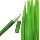 Cute green Custom Silicone Long Grass Leaf Pen Shaped Ball Point Pen