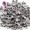 6mm cube silver plated acrylic alphabet beads