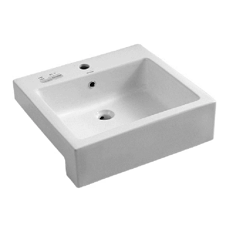 ANNWA Popular design rectangular bathroom sink semi recessed wash pedestal basin