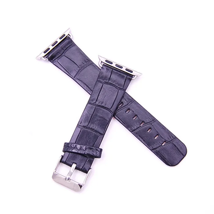 High Quality Embossed Crocodile Alligator for Apple Watch Leather Band OEM ODM_3