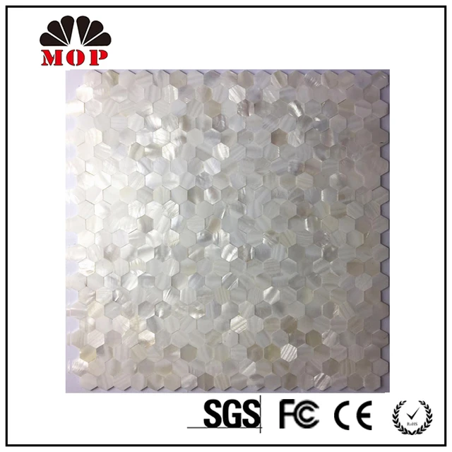 hexagon mesh river shell board wall mosaic tile club