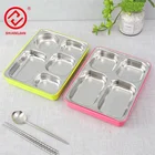 Plastic stainless steel 5 compartments children bento box lunch food container