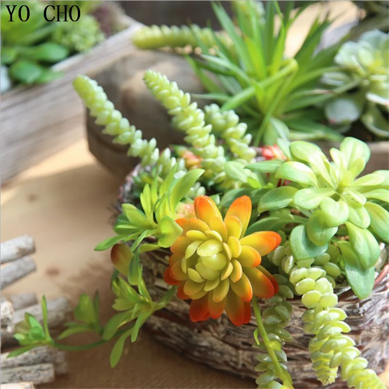 YO CHO Korea Innen Echeveria Sukkulenten Wand Set Großhandel Günstige Künstliche Sukkulenten Pflanzen Picks Kaktus Für Verkauf
