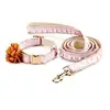 Best selling colorful flower pearl lace dog accessories collar and leash