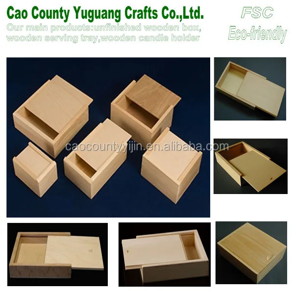 small sliding lid wood box ,sliding lid box,unfinished wood box