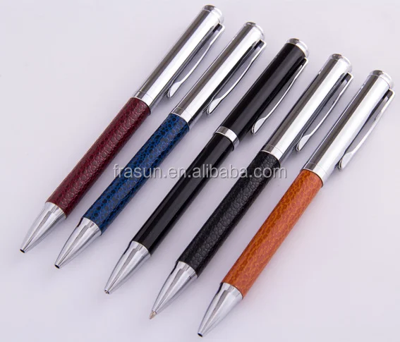 logo print genuine leather pen, roller pen, business pen