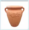 Tall Hand Pressed Ancient Stressed TerraCotta Round Flower Pot or Planter with Loop Handles