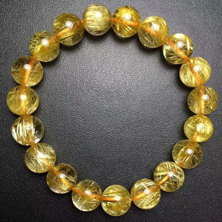 Factory Price High Quality Natural Gold Rutilated Quartz Round Beaded Bracelets 6mm 8mm 10mm 12mm 14mm Sizes Mineral Gemstones