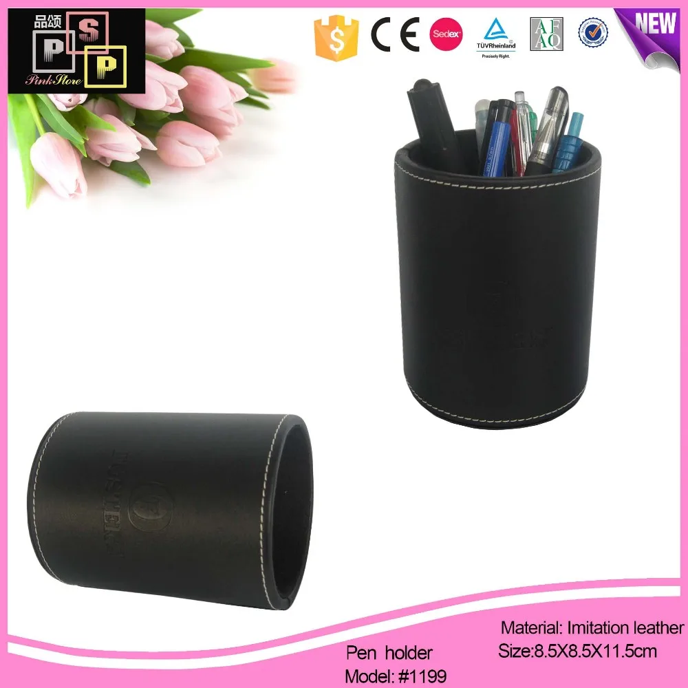 High-quality handmade black pu leather pen box