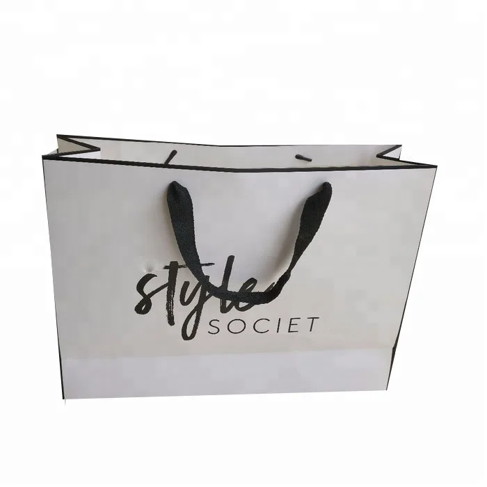 white matt gift kraft paper gift bags and boxes with black tape