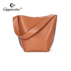 2018 New design genuine leather tote bucket shoulder chain handbag for lady