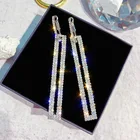 Gincom S925 Silver Pins Zircon Copper Exaggerated Rectangle Diamond Shape Earrings for Woman