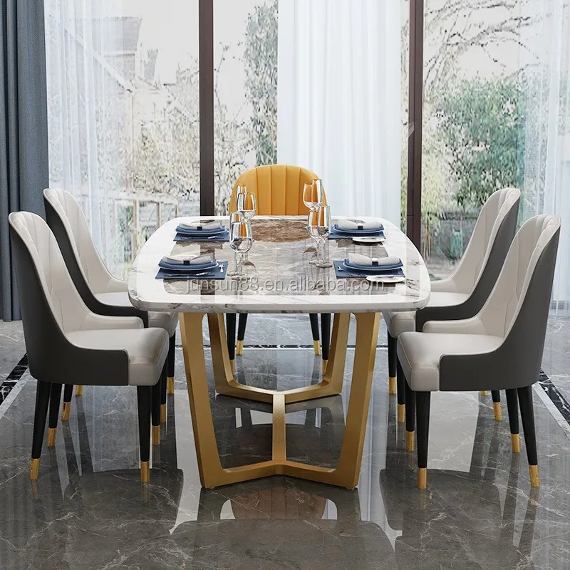 simple natural marble <strong>top</strong> dinette dining sets dining table with