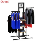 Customized 3D Design Wood Retail Clothes Store Display Clothing Garment Rack Gondola