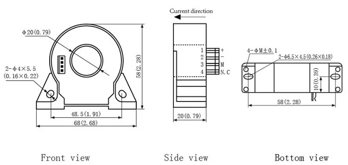 50A/50mA encapsulated hall effect sensor/ plate current sensor