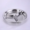 Factory bulk price round shape stainless steel 3 compartment dinner plates