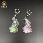 Custom Clear Anime Epoxy Glitter Resin Printed Acrylic Charms Key rings