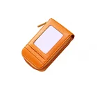 Men's Fashion Ultra-thin Custom Print RFID Blocking Mini Genuine Leather Card Wallet for Wholesale