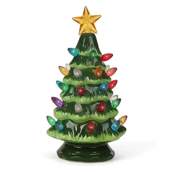 name: tabletop prelit ceramic christmas tree with led lights