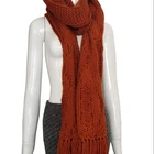 Fashion lady hot sale orange winter knitted scarf with tassel