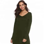 Women Summerv-Neck Blank Chinese Long Sleeve Evening Dress