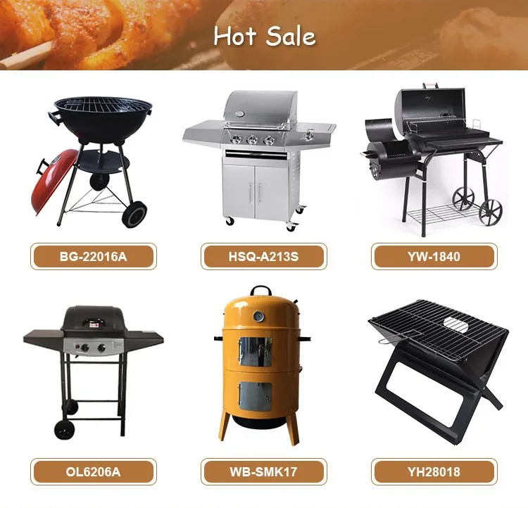 Deluxe Design of Wood Pellet Charcoal Grills BBQ Grills with a Trolley Cart for Outdoor Cooking