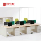 Modular white office partition 6 person workstation glass cubicles , FOH-N12123P