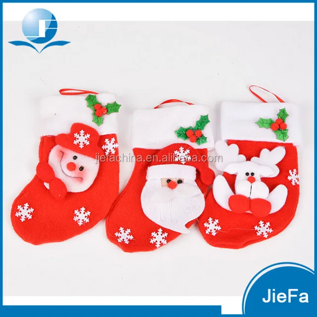 mini christmas stockings,plush small christmas gift bag deco