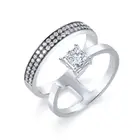 Eico Wholesale fashion jewelry hot sale adjustable double rings 3A zircon wedding 925 silver ring for women
