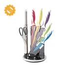 Multipurpose Kitchen Tools 8pcs High Grade Stainless Steel Knife Set with Fashion Acrylic Stand
