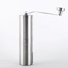 Hot round silver coffee maker with grinder