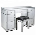 Best Selling Contemporary Immaculate Furniture Mirrored 7 Drawer Dressing Table In Silver For Bedroom