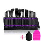 Professional 15 Pcs Makeup Brush Set Synthetic Cosmetic Brushes Eyeshadow Powder Brushes Cleaning and Beauty Sponge With Case