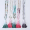 108 bead mala tassel necklace hand knotted stone bead Necklace with tassel