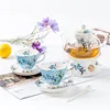 Bone china flower teapot candle heating tea set