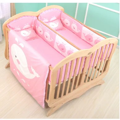China Supply Hot Sale Solid Pine Wood Baby Bed Cribs For Twins