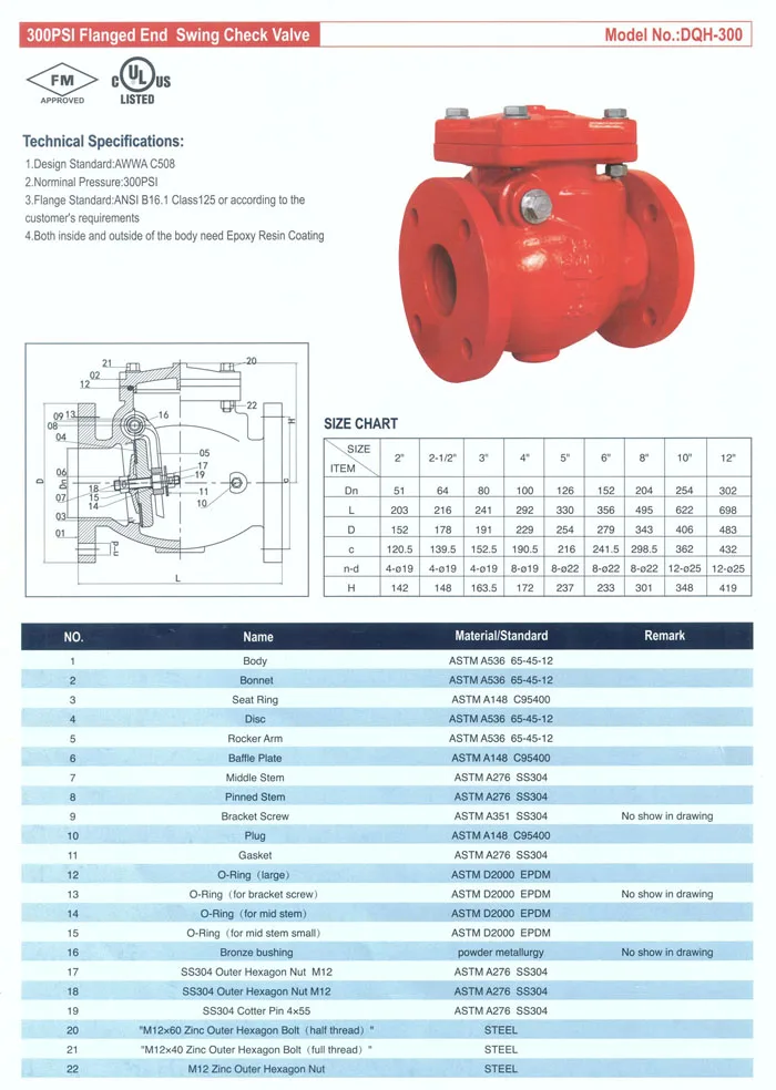 6 Inch Check Valve Price Valve Check UL Listed FM Approved