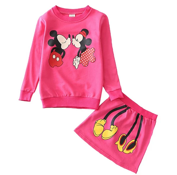 New Arrival 2015 Spring Toddler girl Clothing Set two pieces kids clothes T-shirt+skirt Kids cotton Clothes