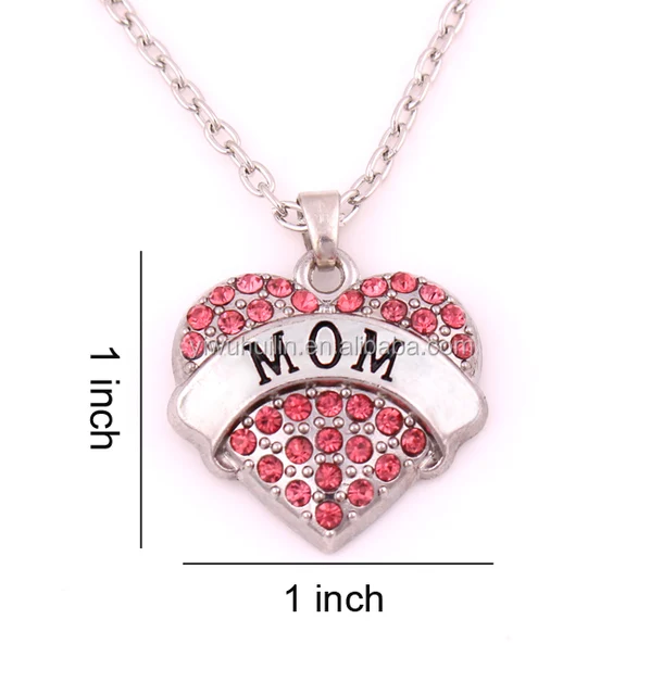 jewelry zinc alloy wholesale mothers day gift crystal heart mom