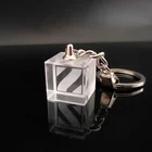 fancy square special design 3d laser engraving crystal keychain cube Custom